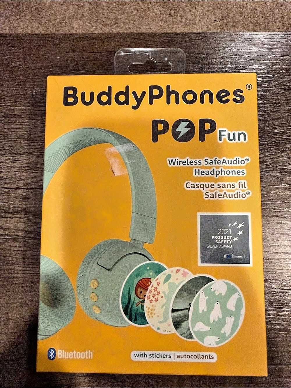 BuddyPhones Pop Fun Wireless Kids Headphones Green & Orange NWT